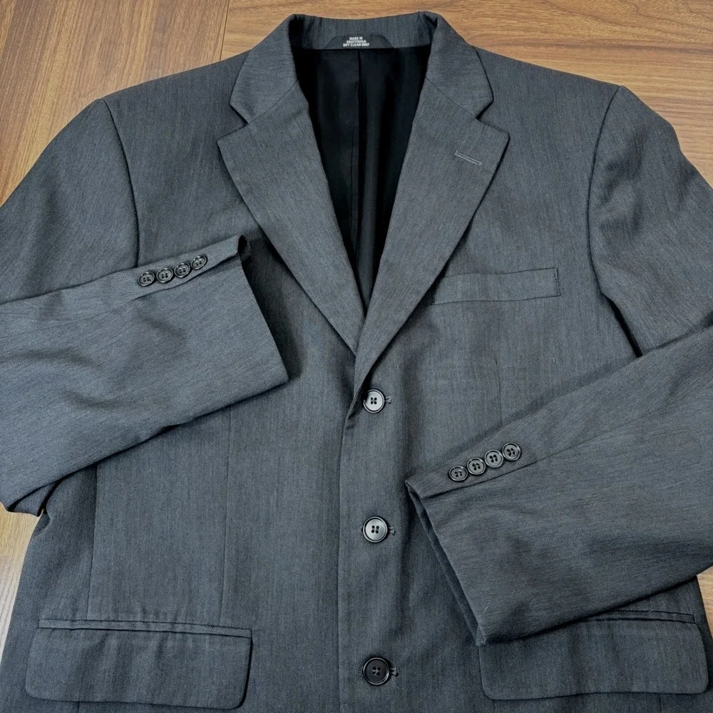 Haggar Black Label‎ Suit Jacket Mens 40R Charcoal Grey 3-Button Blazer Business